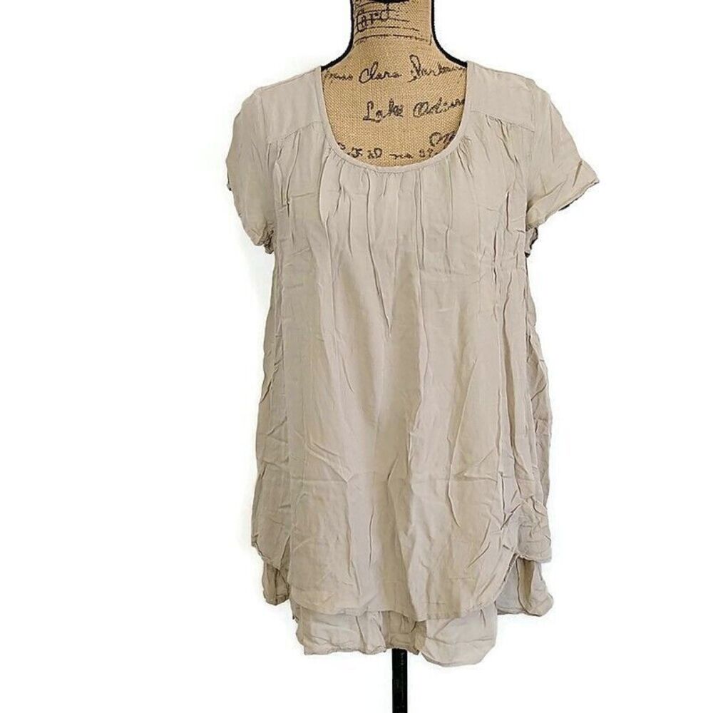 Matilda‎ Jane Womens sz S Top Tan Layered Short Sleeve Scoop Neck